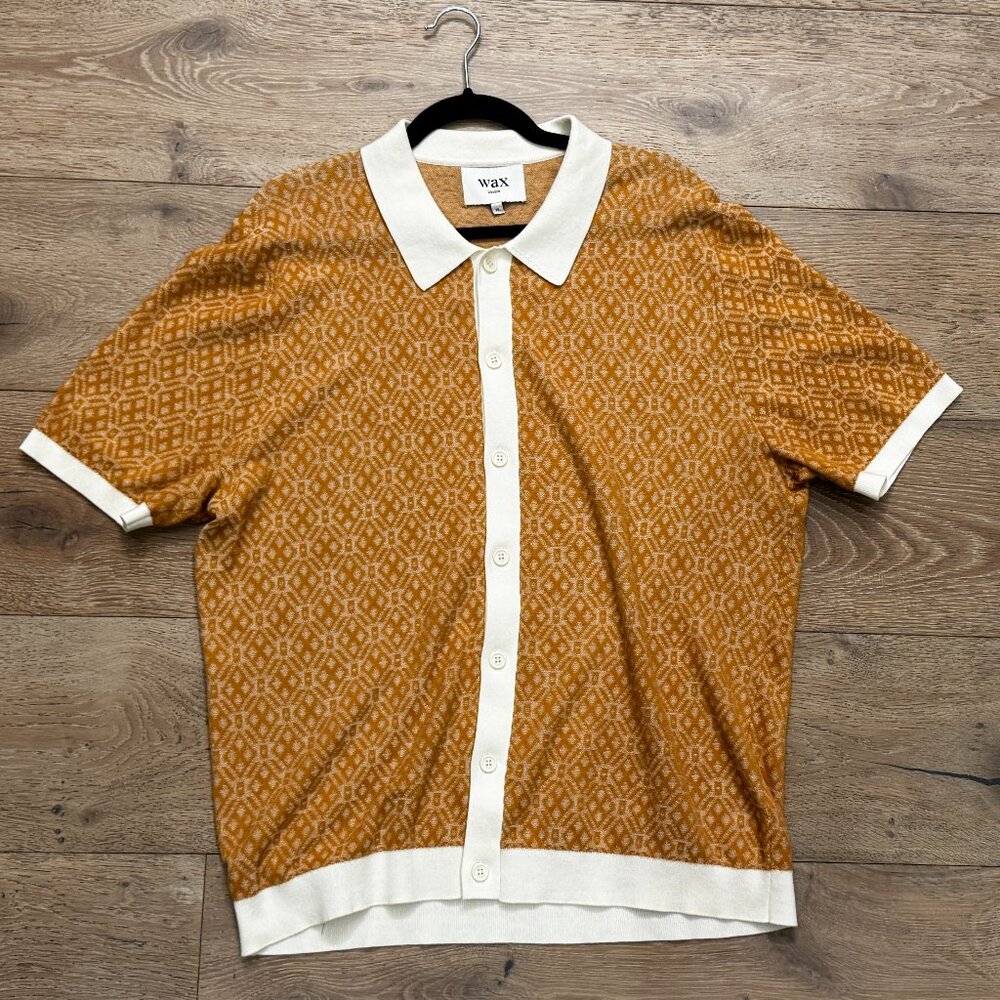 Wax London Men's Tellaro Shirt Tile Knit Mustard XL X-Large $220